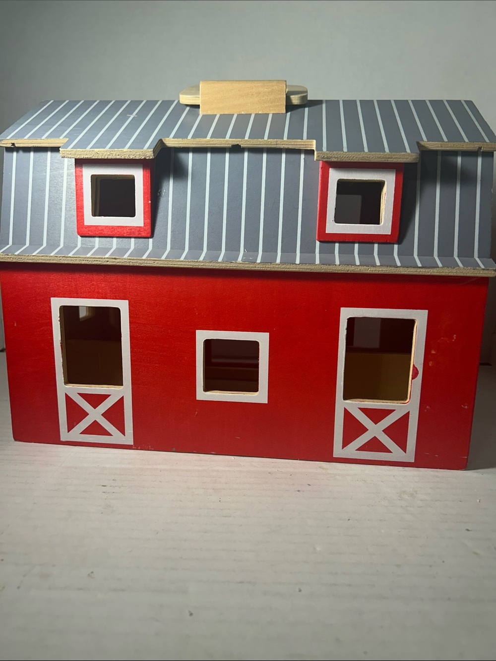 Melissa & Doug Red Wooden Barn with Gray Roof and White Trim - Picture 5 of 9